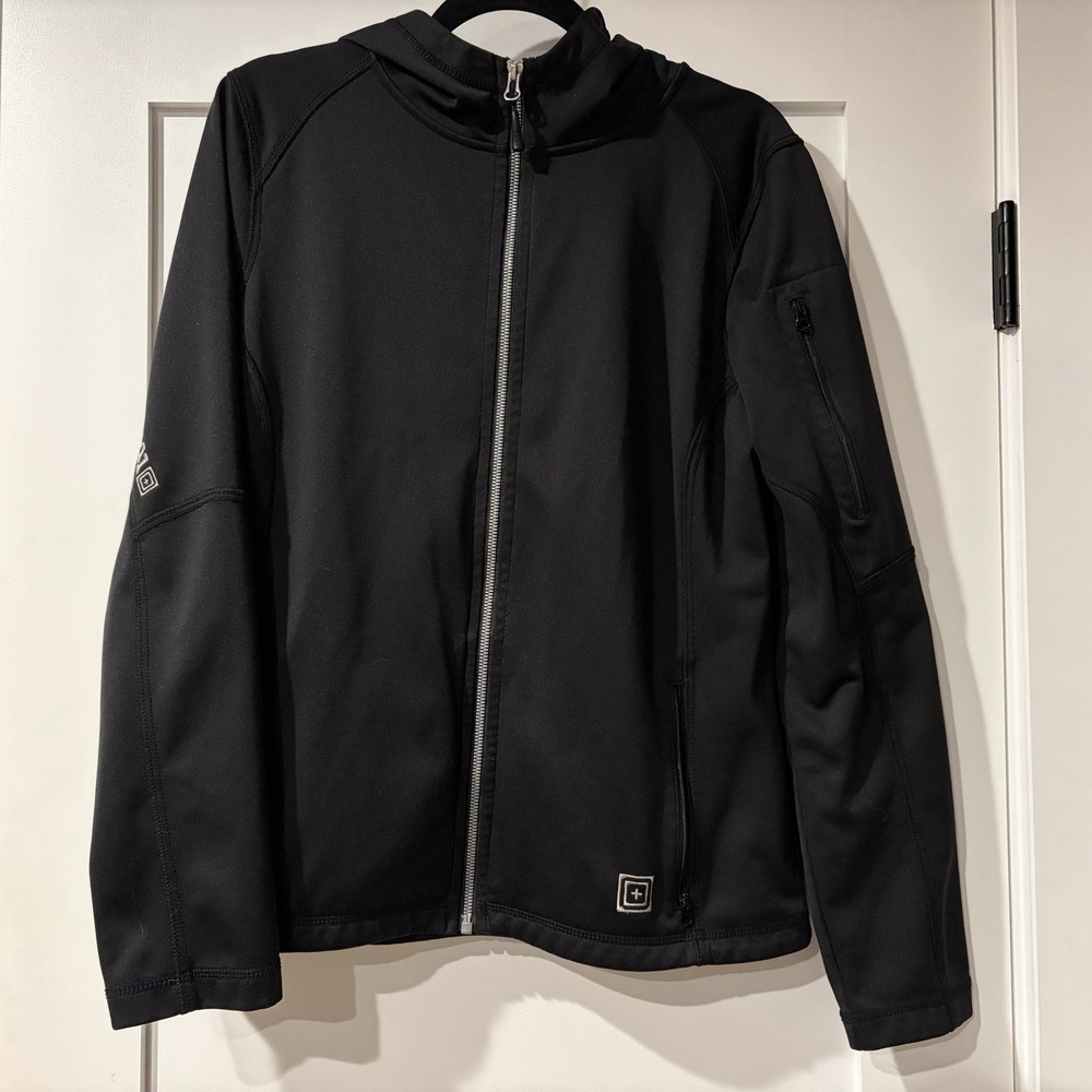 5.11 Tactical Jacket Womens-Large Black Hooded Full Zip Utility Softshell